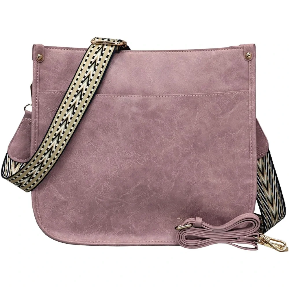 Pink large crossbody tote Bag
